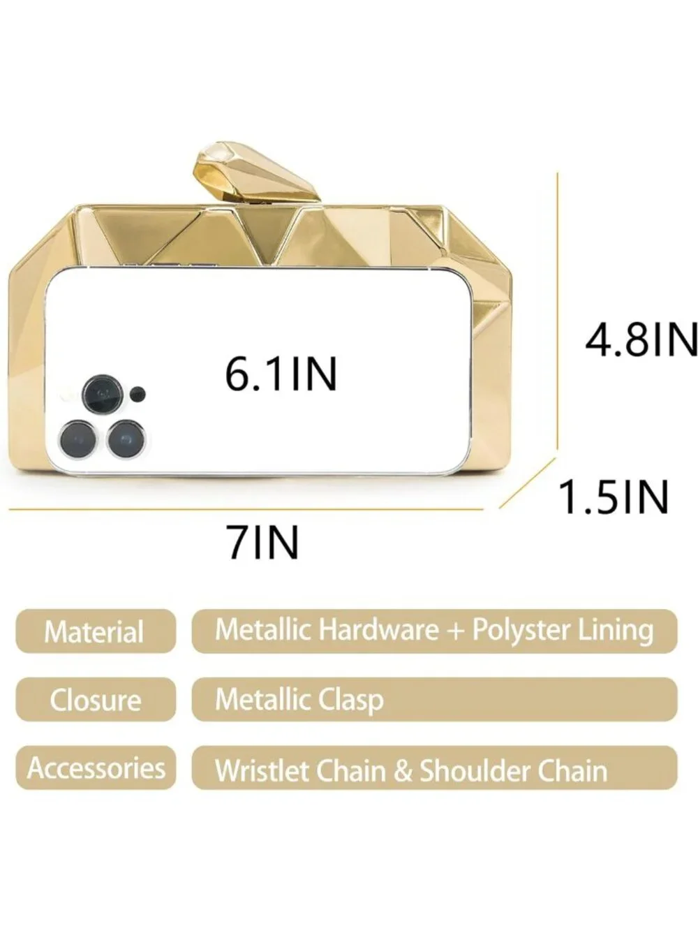Chic Metallic Clutch Purse for Women | Elegant Evening Bag | Alloy Shell Design